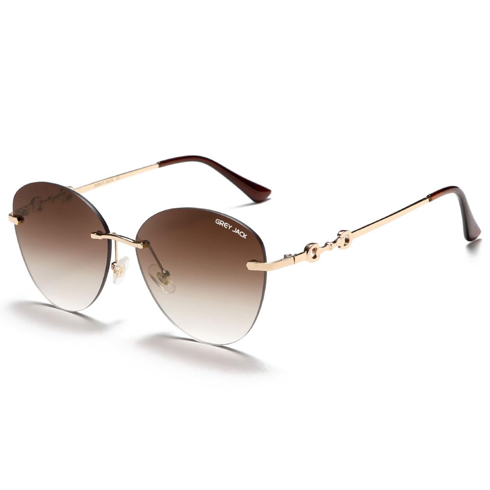 Round Rimless Sunglasses for Men Women,Metal Fashion Eyewear for UV Protection 50814-image-45