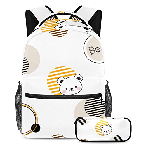 Sac à dos Happy Whale ergonomique et grande trousse pour classeurs scolaires