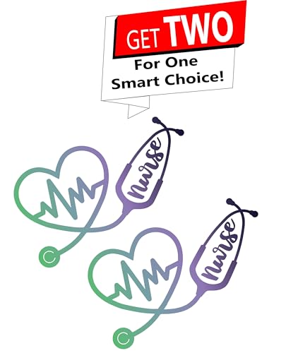 Image of Nurse Stethoscope Heartbeat (2 Pack) Vinyl Sticker Decal - 5.5 x 5.5 Inches - for Car Truck SUV Van Window Bumper Wall Laptop Tablet Cup Tumbler and Any Smooth Surface