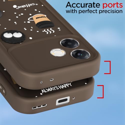Image of Pikkme Back Cover for Oppo F33 Pro 5G | 3D Bear Silicone Cute & Fun Coffee Cartoon | Full Body Protection Bumper Case (Brown)
