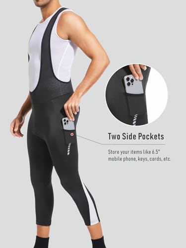 qualidyne Bermuda masculina de ciclismo com bolsos, calça capri acolchoada 4D, Preto, XGG