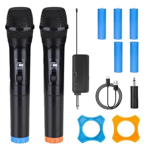 Microfone Sem Fio UHF, 2 Microfones Sem Fio Karaoke, Microfone Dinamico, Microfone de Mão para Festas, Eventos, Aulas, Palestras, Desempenho, Entretenimento Familiar