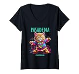 Photo Gallery donna pasadena california usa divertente design colorato gatto ballerino maglietta con collo a v Photo Gallery donna pasadena california usa divertente design colorato gatto ballerino maglietta con collo a v