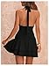 Floerns Women's Deep V Neck Ruched A Line Halter Mini Dresses Tie Front Asymmetrical Layered Club Party Dresses Black X-Small