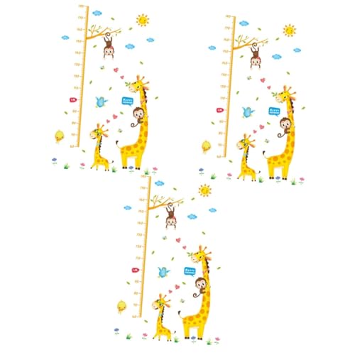 Autocollant mural mesure de la taille des enfants avec toise graduée en 3 pièces design d'art