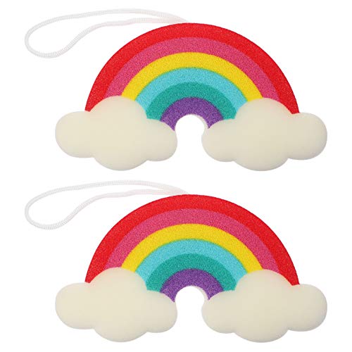 Lurrose 2pcs Rainbow Bath Shower Sponges Baby Bath Sponge Scrubbers Bathing Tools for Kids