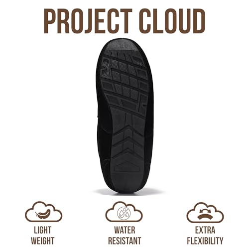 Project Cloud Mens Slippers 100% Genuine Leather with Memory Foam Insole Mens Shoes - Non-Slip and Lightweight Indoor and Outdoor Slippers for Men (Oswin, BLK, 10.5) by Project Cloud - Image 4