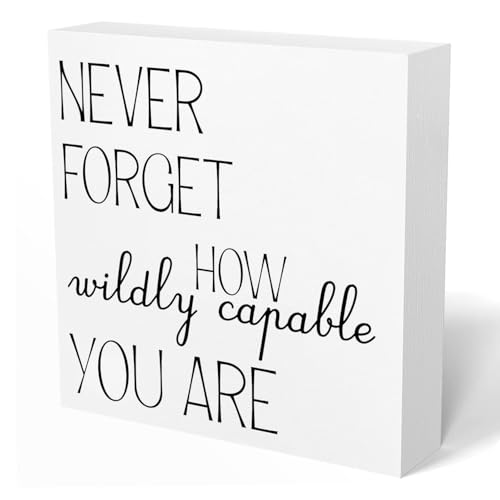 UNCDLV Inspirational Wooden Box Sign, Never Forget How Wildly Capable