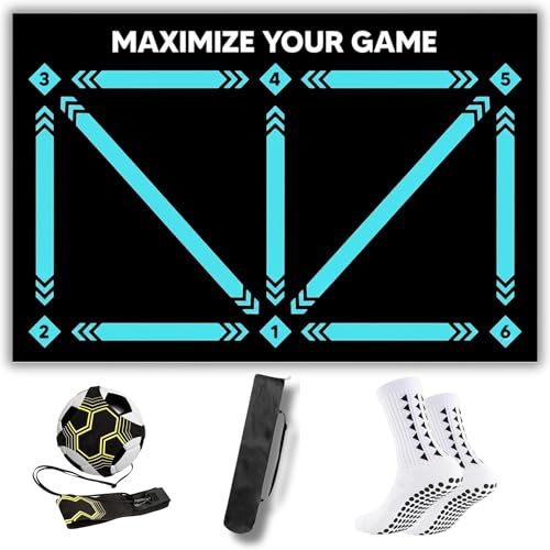Soccer Mastery Skills - Tappetino per allenamento calcistico XL, 90 x 60 cm, con cintura da allenamento, controllo della palla e antistress, compatibile con app FPRO, regalo di compleanno per ragazzi