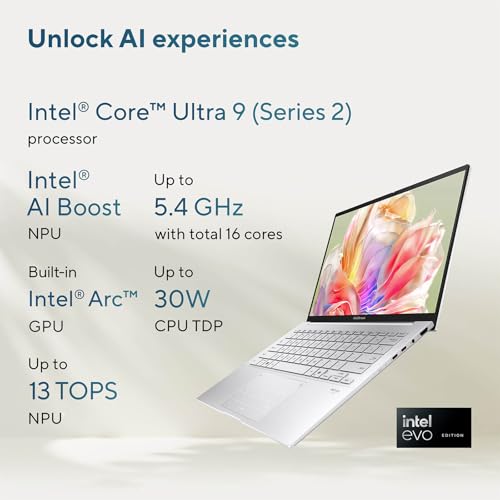Image of ASUS Zenbook 14 OLED 2025 Laptop, 14 inch 3K 120Hz Touchscreen Display, Intel Core Ultra 9 285H, 32GB RAM, 1TB SSD, WiFi 7, Thunderbolt 4, Backlit Keyboard, Win 11 Pro, w /Mytrix Accessory Lifetime Office