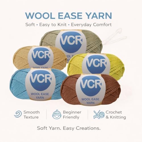Image of VCR Deep Blue Wool Ease Yarn, 100 Grams Hank, 260 Meters Length, 100% Wool Ball for Crochet and Knitting, Suitable for Mufflers, Scarves & cowls Pack of 1