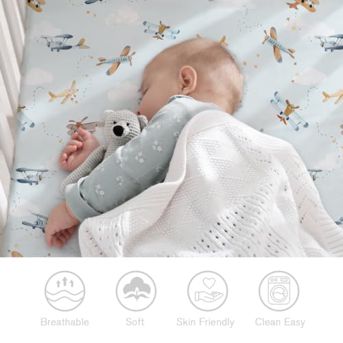 Image of Little Grape Land Crib Sheets for Boys and Girls, 2pk Baby Crib Fitted Sheet for Standard Size Crib and Toddler Mattress, Super Soft Baby Sheet