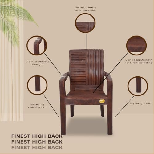 Image of Anmol Heavy Duty High Back Chair | Titanium Classic Plastic Chair with Armrest | Strong & Comfortable Chair for Home, Office, Restaurant & Garden (Pack of 1)