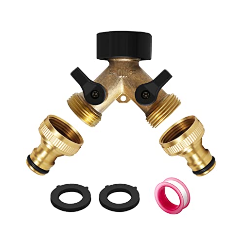Wzzy Gurden 2 Way garden Hose Splitter,Garden Hose Splitter, Y Valve, Two Way Tap Connector with 2 x3/4" Quick Connector