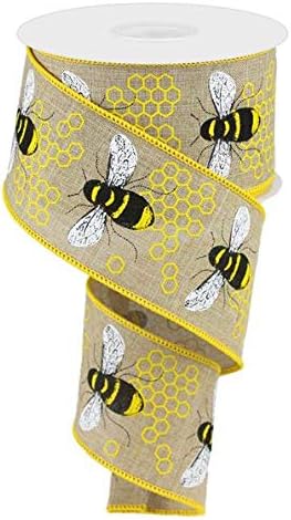 Craig Bachman Honey Bee Canvas Wired Ribbon 2.5" x 10 Yards (Light Beige)