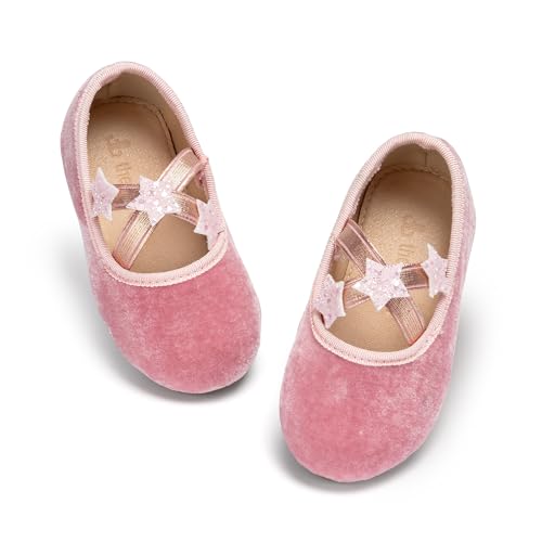 THEE BRON Toddler Dress Shoes Flower Girls Glitter Mary Jane Ballerina Flat Shoes