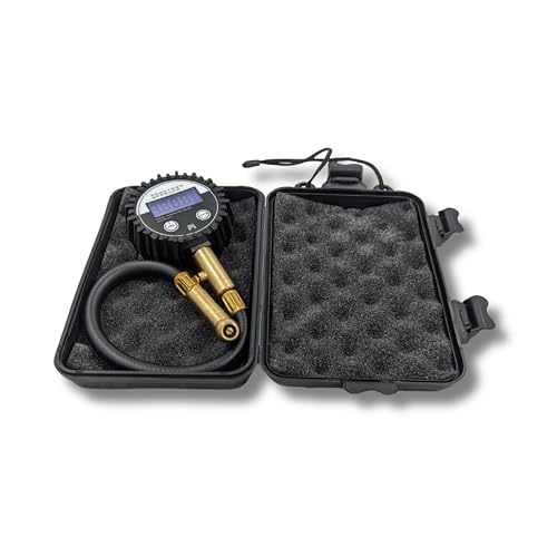 Image of Digital Tire Pressure Gauge | 200PSI | Swiveling Air Chuck | Portable Tire Inflator | Hard Case | Air Compressor Accessory