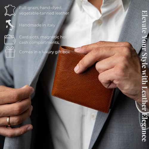 Time Resistance Leather Wallet for Men - Men Wallet - Bifold Italian Wallet - Slim Wallet with Card Holder - Gift Box Included2