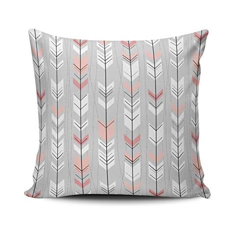 WEINIYA Pink Light Gray and White Arrow Pattern Pillowcase Home Decorative 18x18 Inch Square Throw Pillow Case Cushion Covers Double Sided Printed Cover