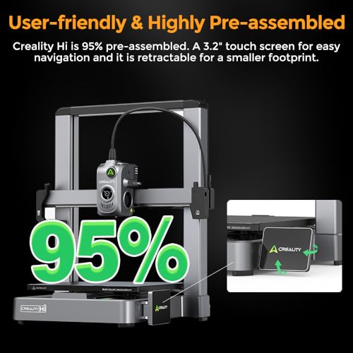 Creality Hi (A) 3D Printer, Support Multi Color Printing Needs CFS, 500mm/s Max Speed 95% Pre-Assemble, XY Step-Servo Motor and Auto Leveling Build Volume 10.24×10.24×11.81 inch