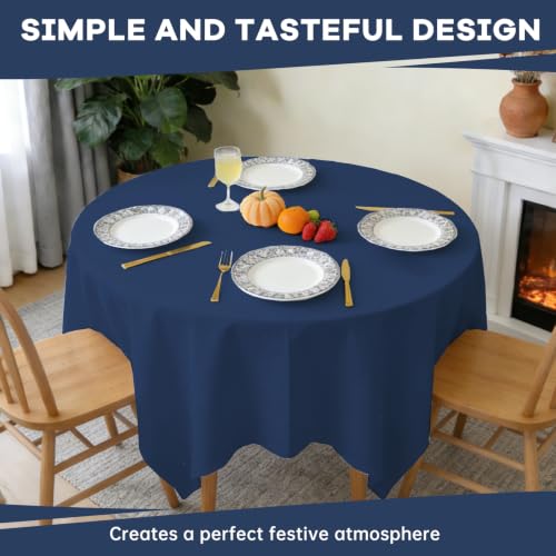 CXPSINC 96 Inch Disposable Plastic Tablecloth Navy Blue, 10 Pack Round Premium Table Covers for Dining, Party, Picnic, Indoor & Outdoor Use – Waterproof, Durable, Easy Clean (Navy Blue, Round-96) by CXPSINC - Used condition - Image 3