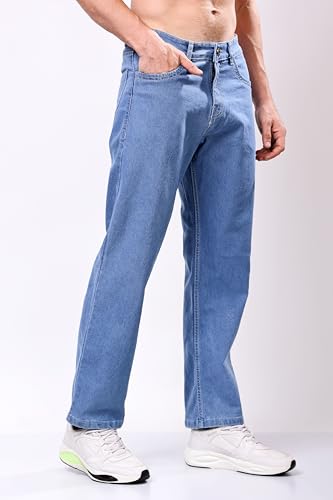 Image of EditLook Men's Denim Cotton Blend Oversized Loose Baggy Fit Mid Rise Jeans Pants for Men