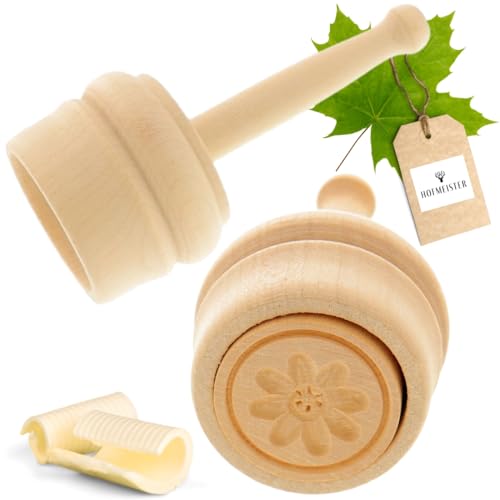 Lot de 2 tampons à beurre HOFMEISTER® - Pour 30 g de beurre - 5 cm - En forme d'edelweiss - Fabriqués à la main en Allemagne - Forme ronde - En bois d'érable local