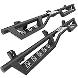 Running Boards Side Steps Crew Cab Compatible with 2018-2025 Jeep Wrangler JL 4 Doors, 6 Inches Bolt-on Drop Side Steps Rails, Powder Coated Black and Painted Silver