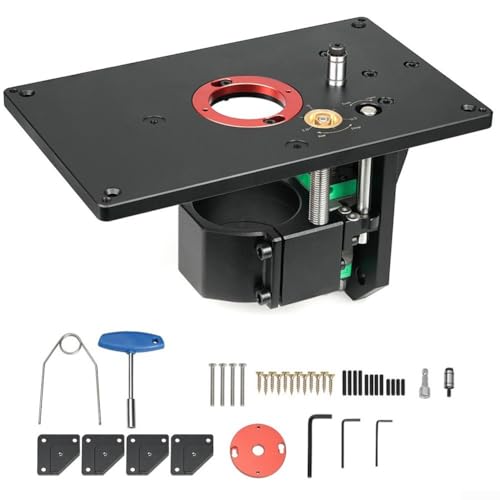 Gdfnmogo Trimmen Machine Lift Tafel,Router Lift Kit, Router Lift Met Vaste Base Houtbewerking,Router Lift Insert Plaat Lifting,Heavy-duty constructie