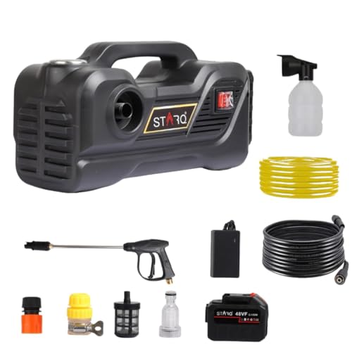 Image of STARQ TurboMax 48V Cordless High Pressure Washer, 1020W, 100 Bar, 8 LPM, Portable Car, Bike & Home Cleaning Washer with 8 Meter Hose and 1 x 4000mAh Battery (Single Battery Included)