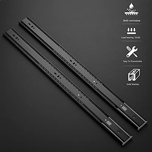 Image of Ravinte 24 Inch Soft Close Drawer Slides 10 Pairs 20 Pack Black Full Extension Ball Bearing Drawer Glide Side Mount