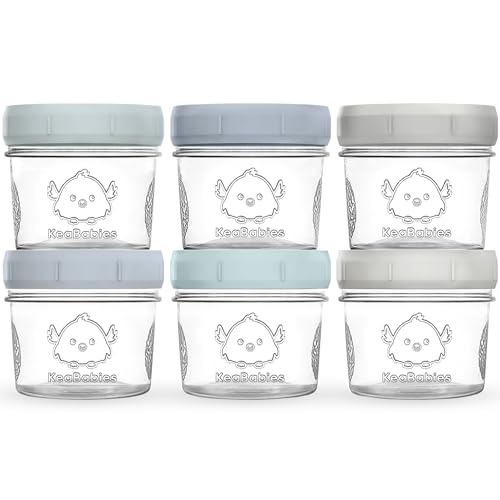 Image of KeaBabies 6pk 4oz Glass Baby Food Containers with Lids - Leak-Proof, Microwavable Small Glass Jars, Baby Purees & Toddler Snack Storage Containers, BPA-Free, Dishwasher & Freezer Safe(Slate)