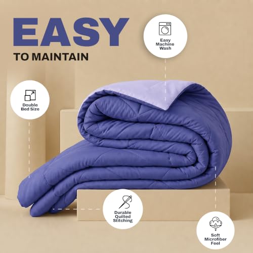 Image of DECORUM Reversible Comforter Double Bed 250 GSM | Periwinkle Blue & Lavender Blue | Ultra Soft Microfiber Quilt | All Season Lightweight Comforter | (228 X 223 CM)