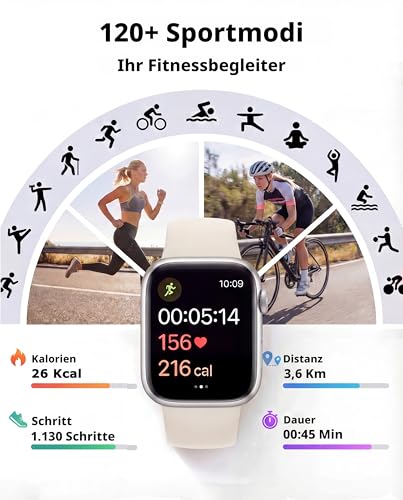 Smartwatch Damen Herren, 1.83" HD Fitnessuhr & Fitness Tracker mit Schrittzähler/Blutdruckmessung/Pulsuhren/Telefonfunktion, Schlaftracker… – Ansicht 3