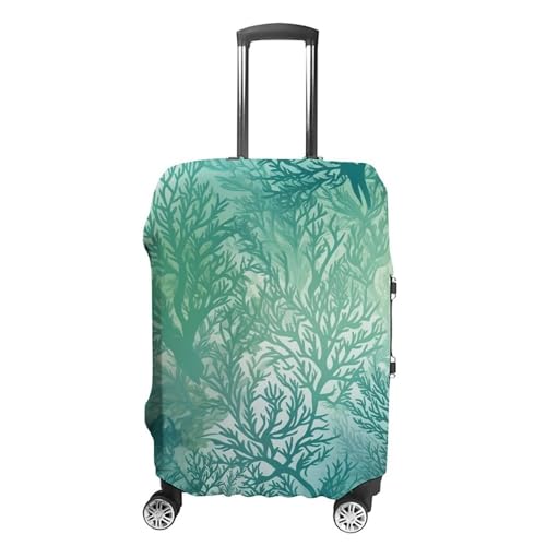 Green Sea Blue Seaweed Luggage Covers Tsa Approved Suitcase Cover Elastic Washable Luggage Sleeve Carry on Cover Protector Anti-Scratch Suitcase Protector Fits 19-30 Inch Case(S)