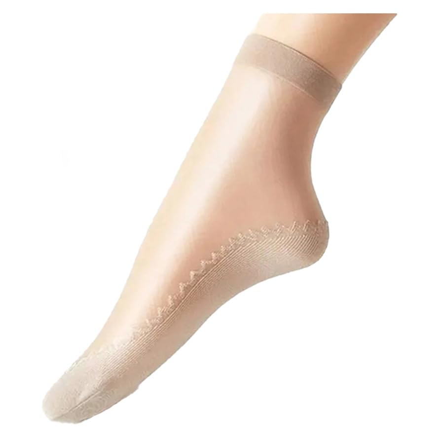 Generic10 Pairs Women Thin Transparent Sheer Socks Stretch Comfy & Lightweight Non-slip Socks