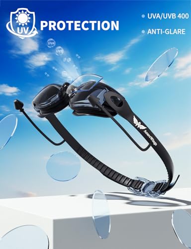 Image of 7 in 1 Swim Goggles + Swim Cap for Men Women,No Leak Anti-Fog & UV, Wide Visio HD Mirror PC Lens