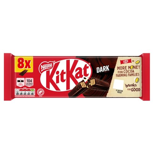 KitKat 2 Finger Dark Chocolate Biscuit Bars 8 Pack (8 x 20.7 g) | Crisp Wafer Fingers Coated in Rich Dark Chocolate | Enjoy with Tea Coffee or as a Treat
