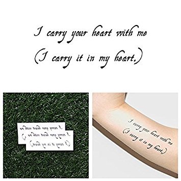 Tattify Carry Your Heart Quote Temporary Tattoo - Carryout (Set of 2) - Other Styles Available - Fashionable Temporary Tattoos