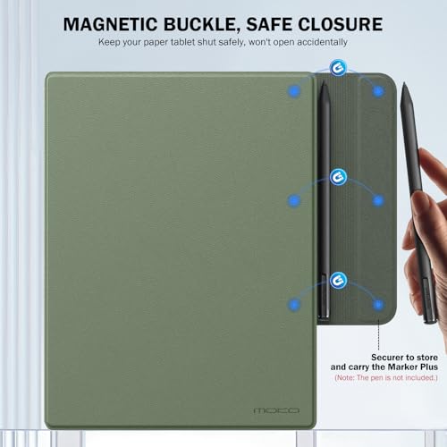 Image of MoKo Case for Remarkable 2 Tablet 10.3 inch with Pen Holder, Celadon | Ultra-Thin, Back Magnetic Design, Smart Folio Cover