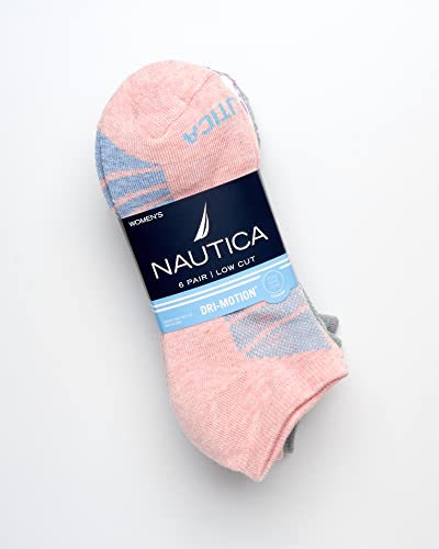 Image of Nautica Womens Low Cut Socks - 6 Pack Soft Stretch Breathable Mesh Cushioned Athletic Performance No Show Socks for Women