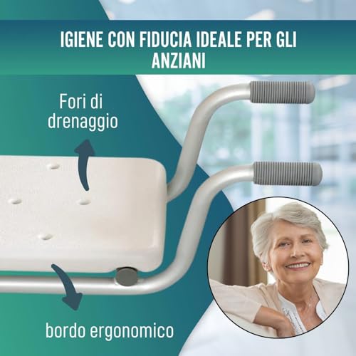 OrtoPrime Sedile Vasca da Bagno Antiscivolo - Sedile per Vasca da Bagno per Adulti e Anziani - Sgabello Vasca da Bagno Ergonomico - Sedile Sicurezza per Vasca da Bagno - 3