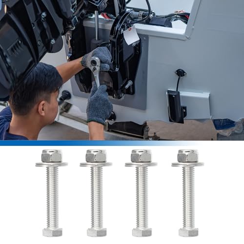 Image of uxcell 4 Pcs Jack Plate Bolt for Boat for Yacht Replacement Durable Silver Tone