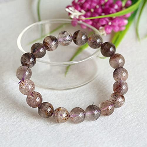 Perles Cacoxénite titanium violettes naturelles 10mm de qualité gemme supérieure
