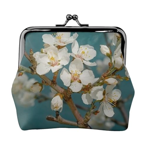 Porte-monnaie fleur d'amandier cuir synthétique pochette vintage homme femme