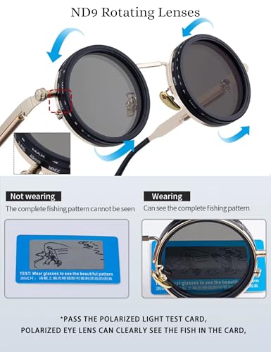Image of 4Flaunt Spyn ND9 Adjustable Round Sunglasses with ND Filter - Stainless Steel Frame, Gojo Inspired Design, Polarized TAC Lenses & UV400 Protection