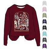 huifuao tis the season to be creepy felpa di halloween da donna divertente zucca camicie taglie forti costumi di halloween manica lunga scheletro top pullover horror festival abiti, verde, xxl