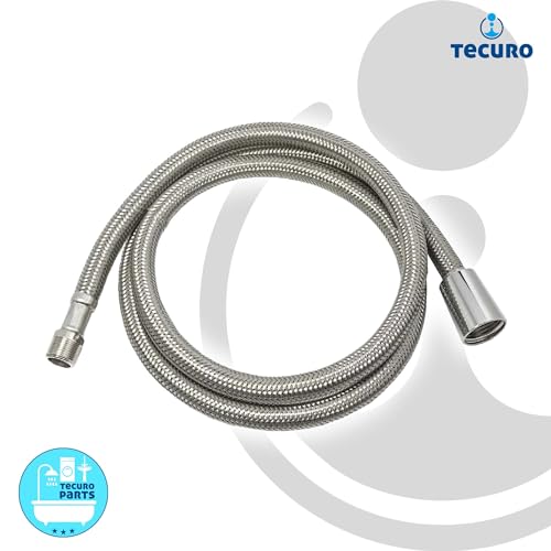 tecuro Ersatz Brauseschlauch für Geschirrbrause, Anschluss M15/1 x 1/2 Zoll Konusmutter Länge 120 cm Edelstahlumflechtung für Küchenarmaturen