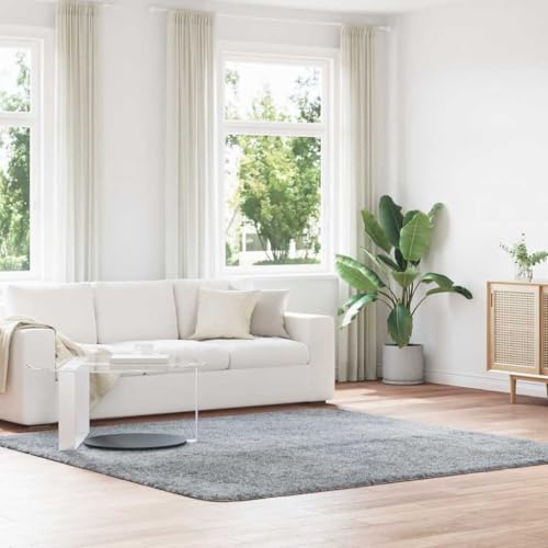 Tapis à poils longs haute densité gris clair 240x240 en polyester