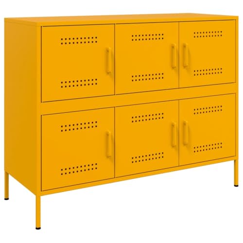 vidaXL Aparador Acero Amarillo Mostaza 100,5x39x79 cm, Armario Auxiliar, Mueble de almacenaje de Cocina, Armario de Pasillo, aparador de Comedor